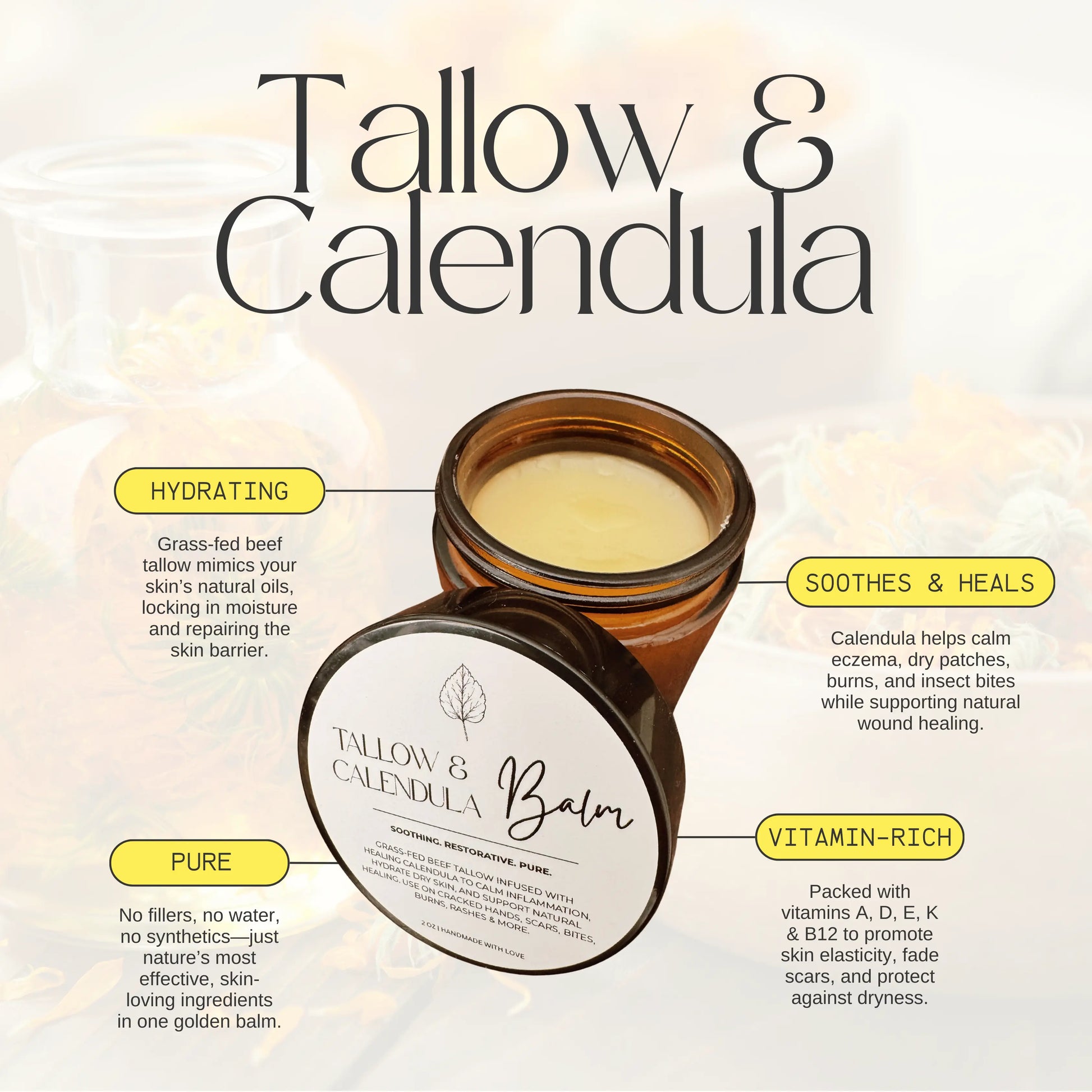 Tallow & Calendula Balm Birch and Bridle Soap Bar